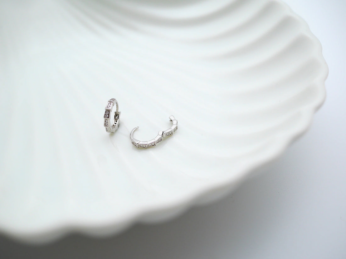 Curious Curator Imogen 925 Sterling Silver Huggie Earrings